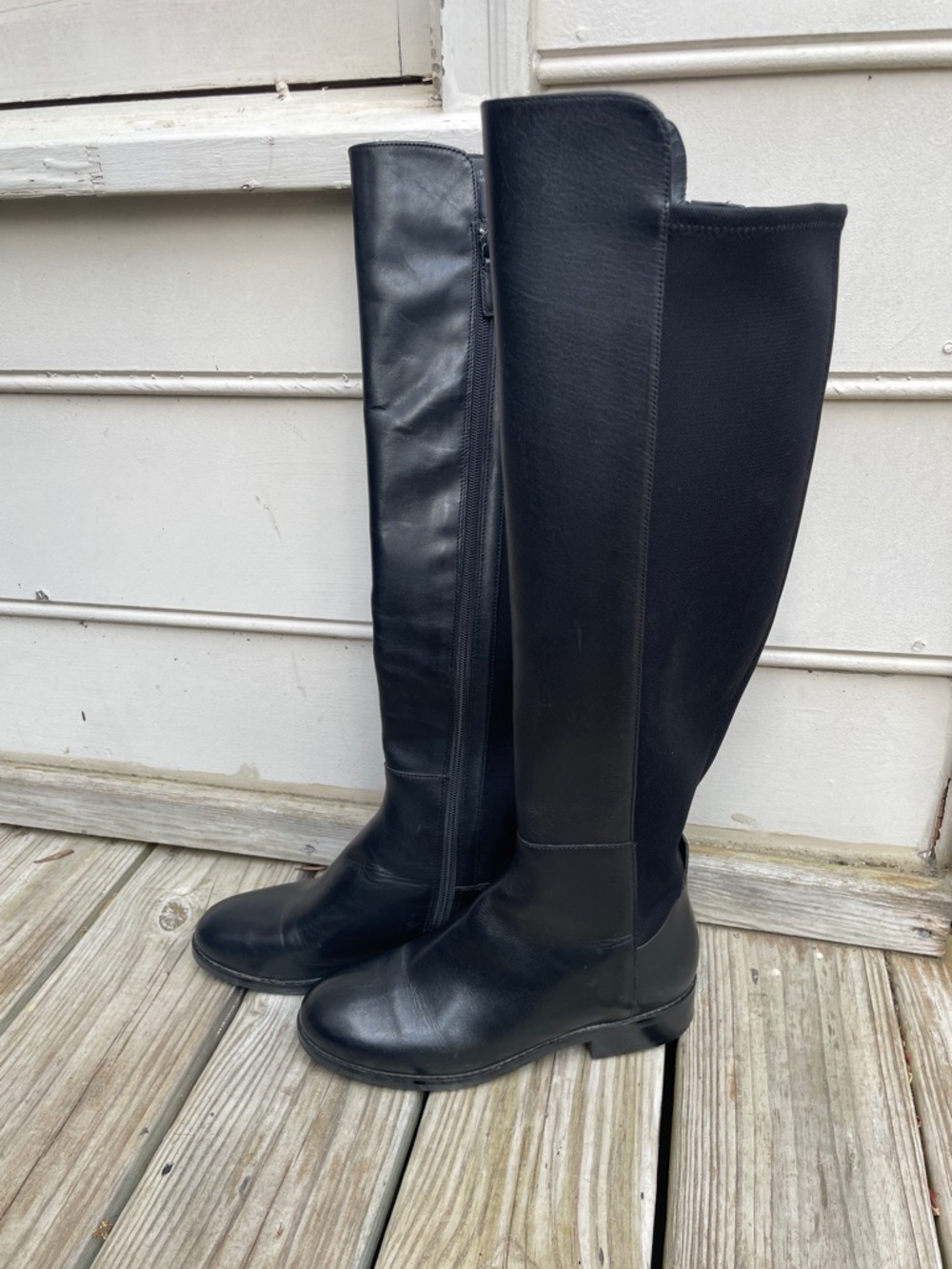 Cole Haan Grand.360 Lyndon Waterproof Black Leather Tall Riding Boots Size 7.5